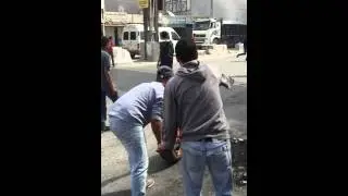 Qalandiah oct 6 2015 tire burning