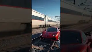 $300,000 Lamborghini vs High-Speed Train! Who Will Survive?! 🚆💥 #youtubeshorts #shorts #car #cars