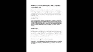Internet performance depends on the Ping and Jitter Test