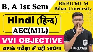 BRABU 1st Semester Hindi MIL Important Questions 22/01/2026 | BRABU Hindi Semester 1 Exam AEC Hindi