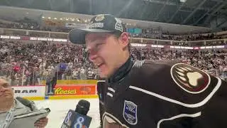 Matt Strome speaks after scoring the Calder Cup-winning overtime goal for the Hershey Bears