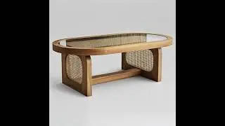 Rattan, wood and glass oval coffee table: Bringing poetry and practicality into the living room