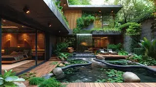 Modern Zen Courtyard Garden with Koi Pond & Waterfall | Tranquil Tropical Escape | MKGARDENLIVING