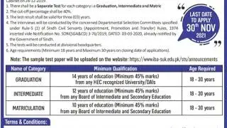 Career Opportunities Nov-2021 Part-III #Careeropportunity #IBA #STS #GovtofSindh #ScreeningTest