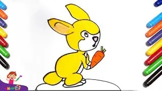 How to draw a rabbit holding a carrot Step by step ChipTV Draw - Coloring pages for kids