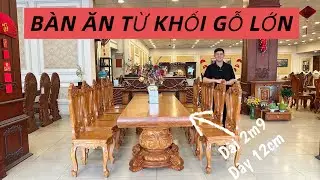 BÀN ĂN TỪ KHỐI GỖ LỚN-BỘ BÀN ĂN LIỀN TẤM GỖ GÕ ĐỎ PACHY HOT🔆 