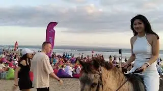 so wonderful sunset and beautifull rider at seminyak beach