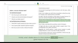 VSTEP SPEAKING TEST - TOPIC 1: TRANSPORT - TEST 1 - PART 1