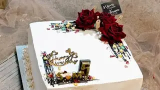 wedding Anniversary special.. making beautiful square cake design #shorts #viral #cakedesign