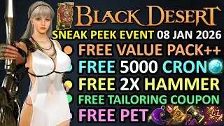 FREE VALUE PACK, 5000 CRON STONE, 2x HAMMER BOX, TAILORING COUPON (BDO Sneak Peek Event 08 Jan 2026)