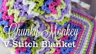 Chunky Monkey V Stitch Crochet Blanket - Crocheted in Scheepjes Chunky Monkey yarn