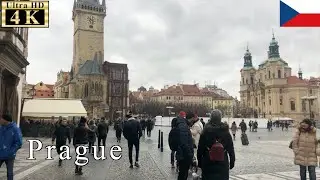 🇨🇿Prague Winter Walk - Old Town Area -【4K 60fps】