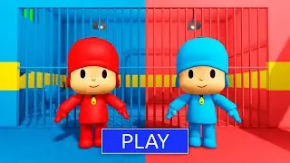 POCOYO VS POCOYO RED in BARRY’S PRISON RUN! #obby #roblox
