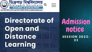 DODL Admission Notice for the session 2022-23