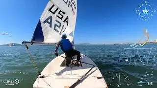 ILCA/Laser pre-start maneuver practice - Circling buoy with crabbing and reversing
