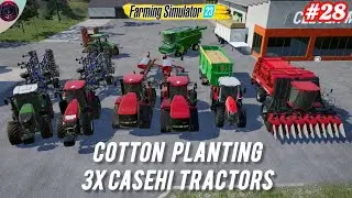 COTTON PLANTING BY 3X CASEHI TRACTOR & SOYBEANS HARVESTING Farming Simulator Mobile 23 Gameplay|#28|