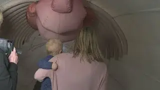 Maine woman teaches marine wildlife in life size, inflatable whale