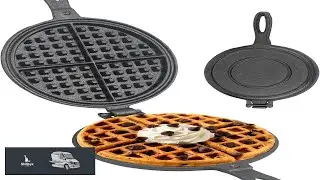 Cast Iron Waffle Maker for Stovetop or Camping Grill Two Piece Hinged