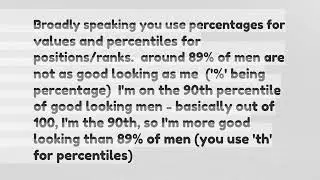 ELI5 Difference between percentage and percentile