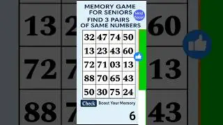 Boost Your Memory Power: Match All the Number Pairs! #braintraining