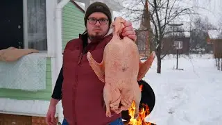 ГУСЬ ЗАПЕЧЕННЫЙ С КАРТОШКОЙ НА УГЛЯХ. ENG SUB.