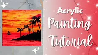 How to Paint a Warm Sunset Beach Scene | Calm & Aesthetic Acrylic Painting for Beginners