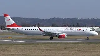 Austrian Airlines Embraer 195 takeoff at Graz Airport | OE-LWP