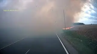 Illegal Open Burning With Extension Into Stubble Fields (Engine 708 dashcam)