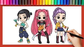 How to draw Rumi, Mira and Zoey | Easy Drawing and Coloring