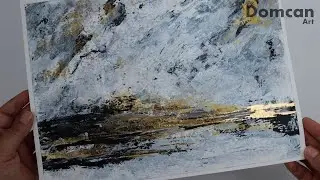 #2 | Slow Acrylic Painting | Relaxing Art Process for Stress Relief | Gold Leaf | ASMR