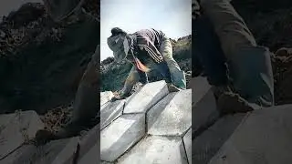 Preventing Soil Erosion: Installing Concrete Slope Reinforcement #shorts