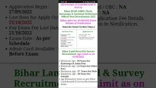 Bihar DLRS AMIN, Clerk, Kanoongo & Assistant Settlement Officer Post Recruitment 2022