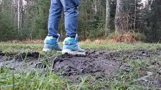 Platform sneakers playing in mud, soles slip and get stuck. #shoes #stuckinmud #stuck #asmrsounds