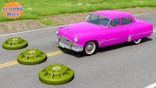 Cars vs Three Anti - Tank Mine on Road - BeamNG.drive