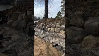 Building a two level Boulder retaining wall