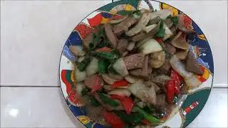 굴소스 돼지 간 볶음 - Hati Babi Saus Tiram - Pork Liver with Oyster Sauce
