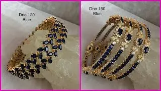 Black and blue stoned stone bangles buy online || 1 Gram gold bangles