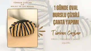 1 G&uuml;nde Oval Burslu &Ccedil;izgili &Ccedil;anta Yapımı | El Yapımı Rafia &Ccedil;anta | @milanorafya #işbirliği  #reklam