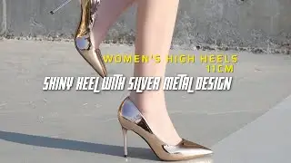 Women's High Heels 11cm | Shiny Silver Metal Design | Elegant Party Shoes