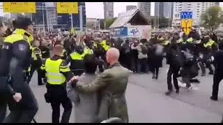 Police crack down on protesters during housing protest Rotterdam, The Netherlands