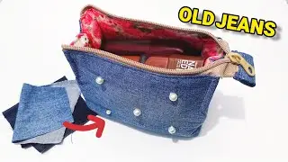 The Secret to a WIDE-OPEN Pouch! Easiest Sewing Trick Using Old Denim (Perfect for Travel)