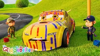 Cars VS Monkeys | Car Needs New Paint | Nursery Rhymes - GiggleBellies
