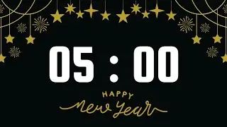 5 Minute Timer | With Upbeat Pop Instrumental Music & Alarm Bell | Happy New Year Theme 🌟🖤💫