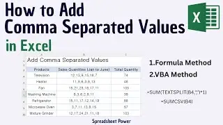 How to Add Comma Separated Values in Excel