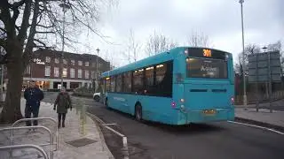 Arriva Herts&Essex: St.Albans bound Enviro300 3574 Rt.301 leaving Welwyn Garden City Station