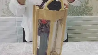 2 window jute wine bottle carrier bag
