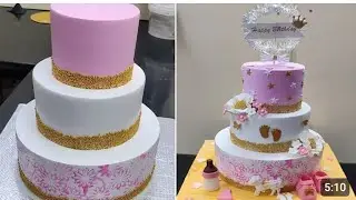 Pink & Gold Birthday Cake for Baby Girl | Trending Cake Design | Princess 3 Tier Birthday Cake,,,,,