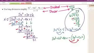 Long Division Example -- Cubic Dividend with Linear divisor. Has a remainder