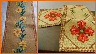 Jute & Cross Stitch Table runner ideas #crossstitch #handmade #trending 