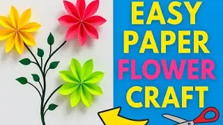 Easy Color Paper Flower Craft | DIY Paper Cutting & Drawing Tutorial 🌸✂️